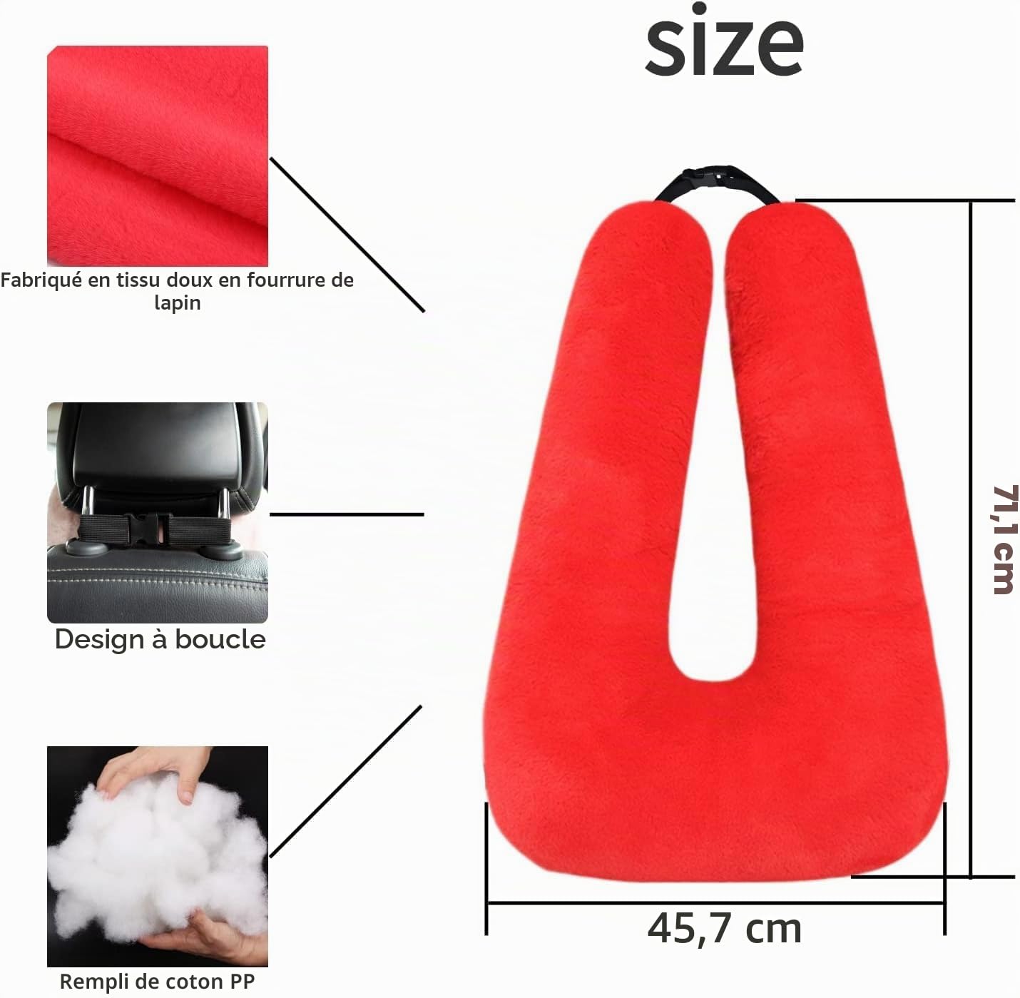 Oreiller de voiture de voyage pour enfants, coussin de voiture pour dormir, soutien de la tête et du corps, oreiller en forme de U pour voyage (gris)