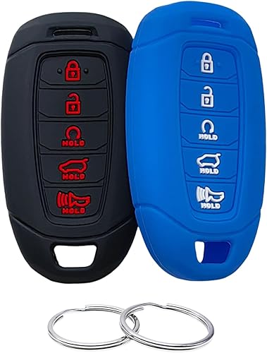Funda de goma de silicona para llavero compatible con Hyundai Palisade 2020-2023 Elantra 2020 2021 2022 (5 botones de arranque sin llave)