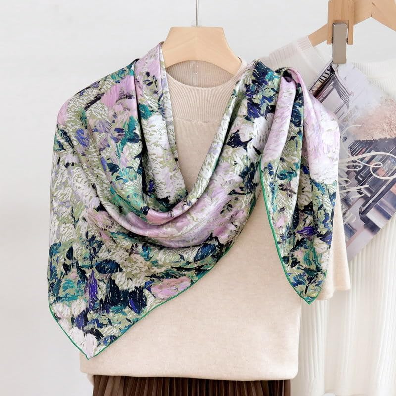 100% Pure Mulberry Silk Scarf 43”*43” Large Square Lightweight Headscarf Women’s Hair Wraps Shawls with Gift Packed - Image 3