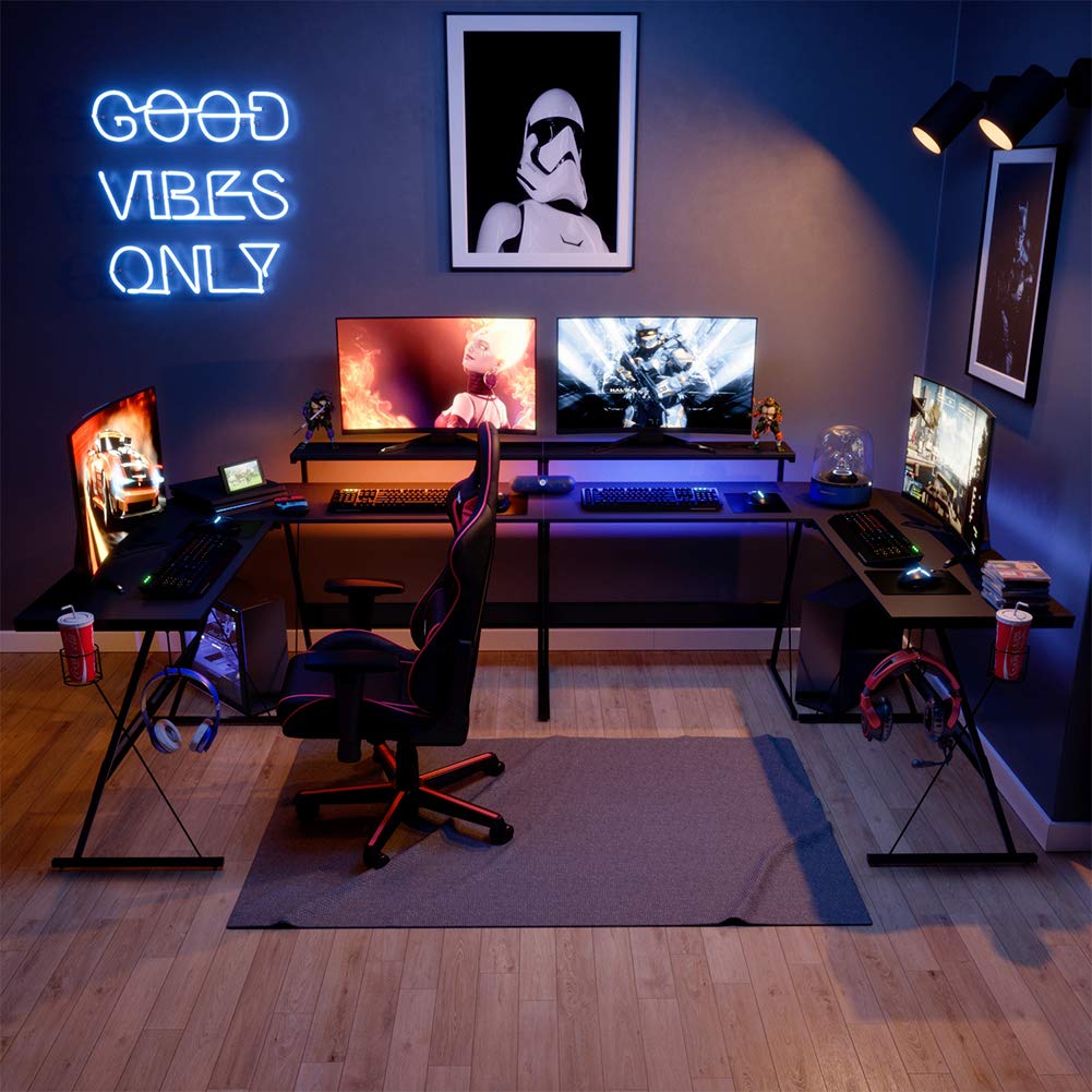 Buy Bestier l shaped Gaming Desk LED Large 55" PC Corner Computer