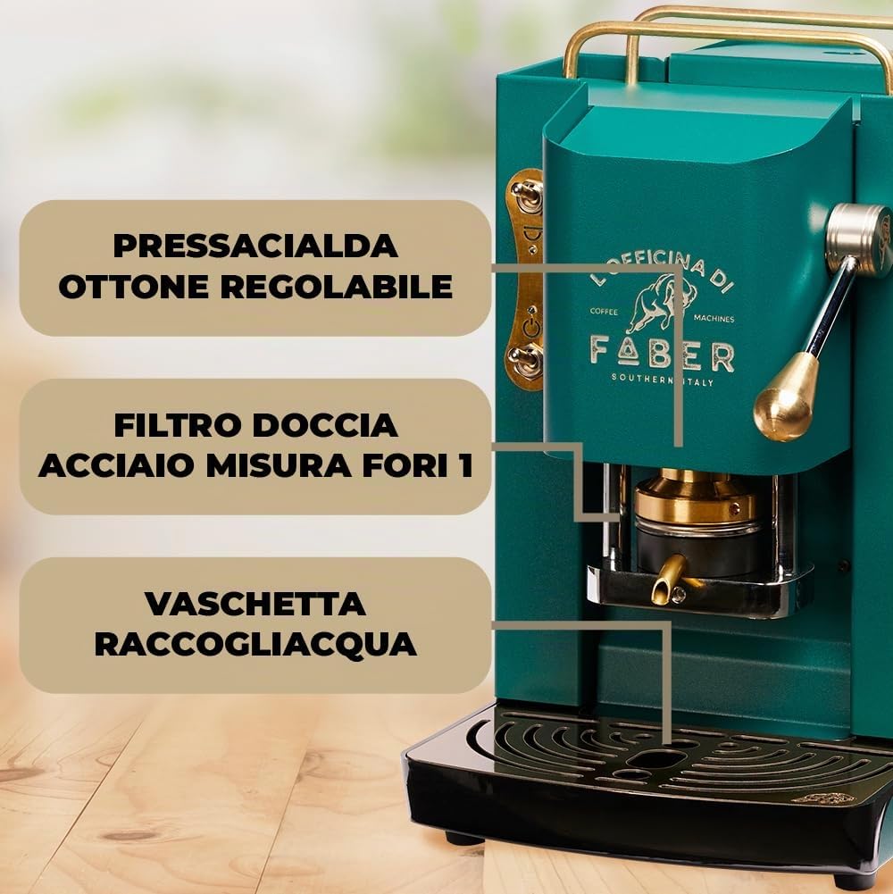 Faber PRO Total Deluxe Brass Coffee Maker, 44 mm (British Green)