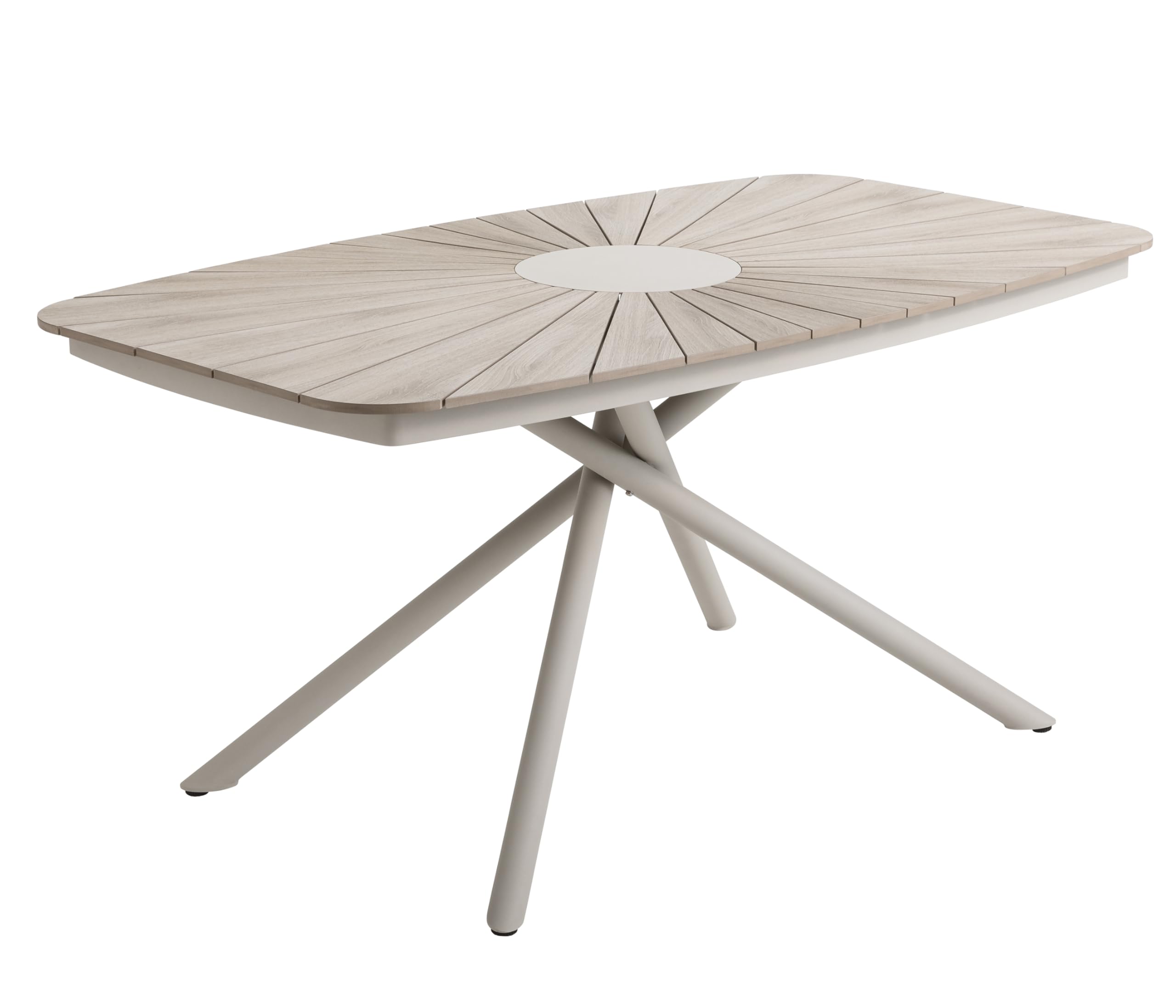 Dehner Gartentisch Barcelona, bis zu 6 Sitzplätze, 160 x 76 x 90 cm, Metall/Kunststoff, Hellbraun/Natur