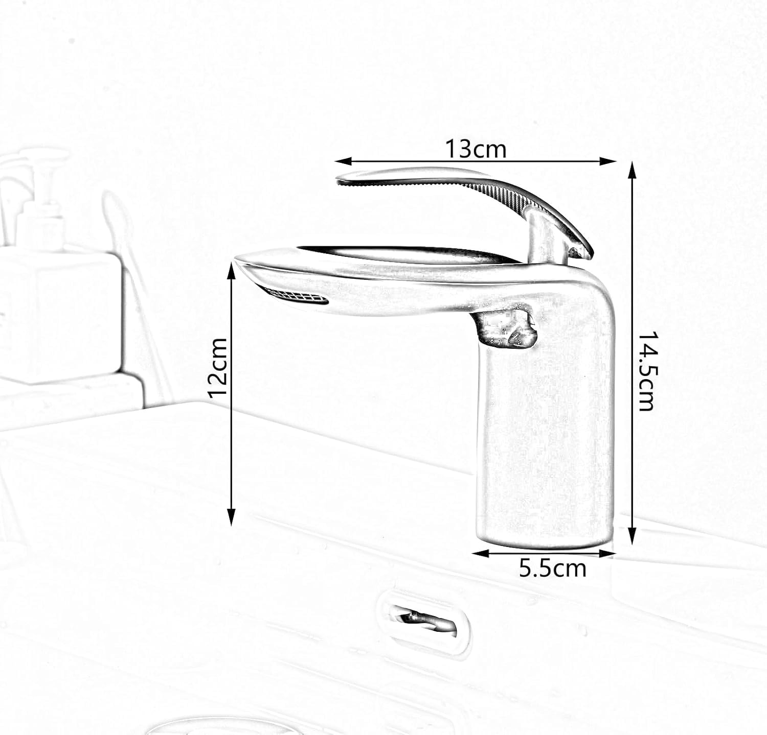 Rubinetto Bagno Bianco Rubinetto Lavabo Bagno Cascata Miscelatore Rubinetto per Lavabo Bagno