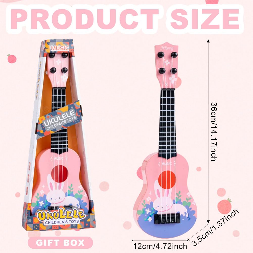 Kids Ukulele Toy, 36cm Toy Guitar with 4 Adjustable Strings, Kids Ukulele Musical Instrument - Image 2