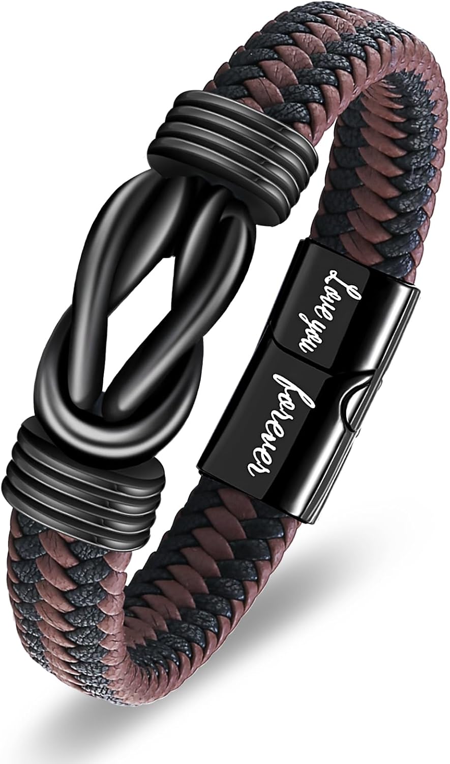 Infinity Knot Leather Bracelet Forever Linked Together Bracelet Birthday Christmas Anniversary Bracelet Idea Mens Braided Cuff 7.8/8.5/9 Inches Bracelet for Man Son Husband Boyfriend Brother Grandson - Image 6