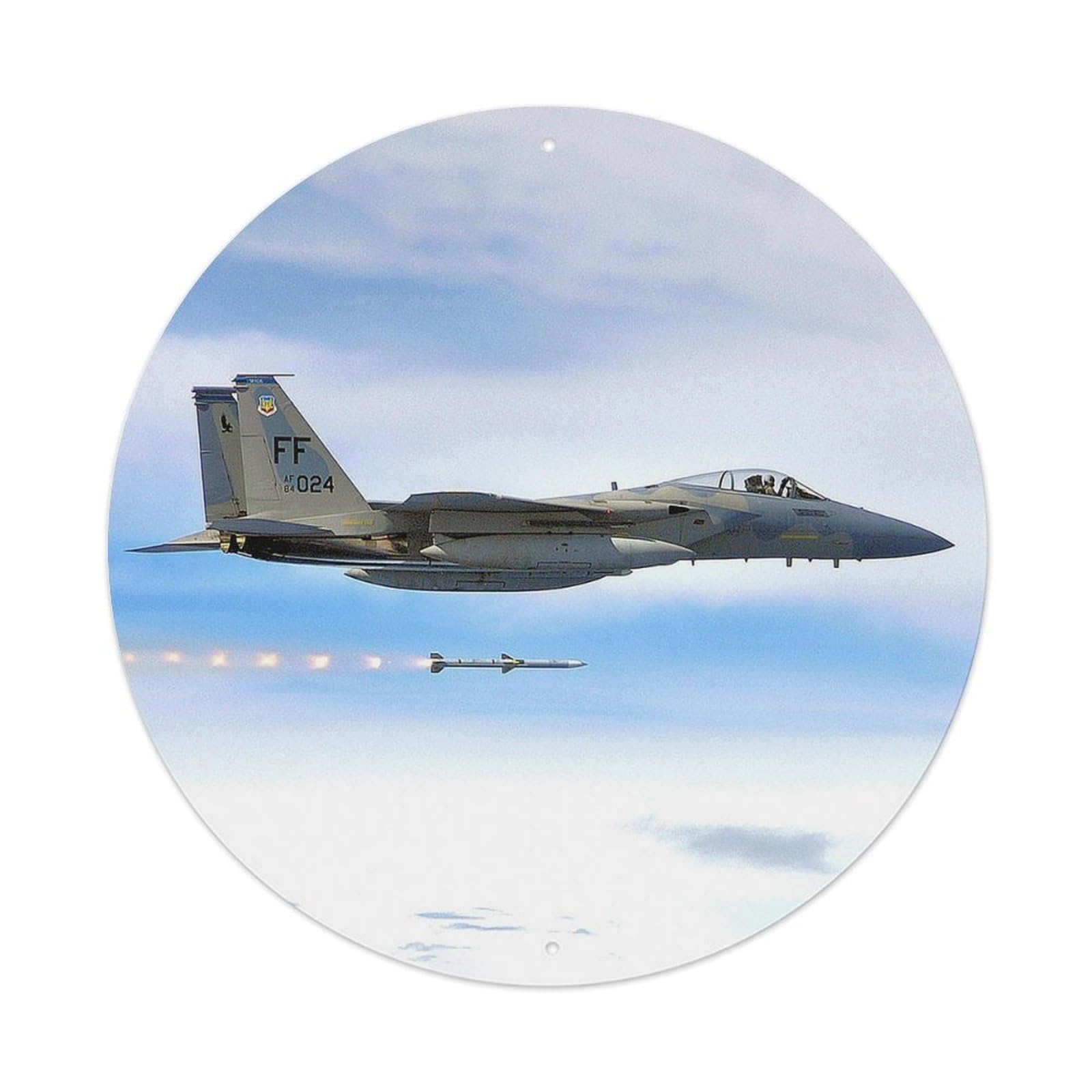 Olyhtr 8X8inch Classic Style F-15 Eagle Fighter Jet Military Aviation Retro Metal Tin Sign