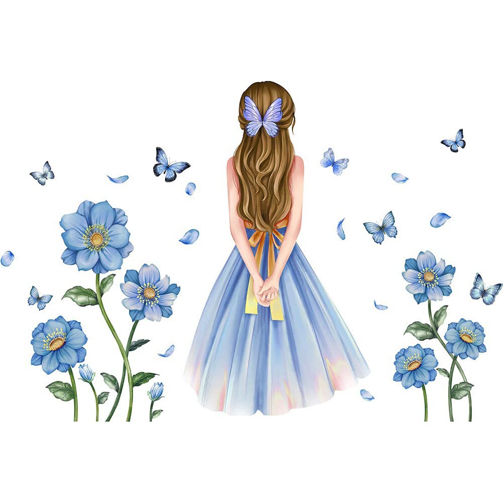 Uposao Butterfly Girl Wall Stickers Fairy Wall Sticker Decoration Colorful Butterflies Wall Decals Stickers DIY Vinyl Mural Art Decorative Decals for Kids Baby Bedroom Nursery
