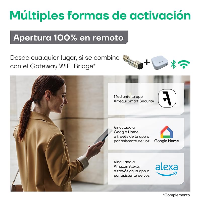 Arregui CYCLO + BRIDGE Cerradura Electrónica con App Móvil y Tarjeta RFID | Control desde Smartphone | Ideal Oficinas y Locales | Seguridad IP65 sin Llave | Control Remoto Compatible Google y Alexa