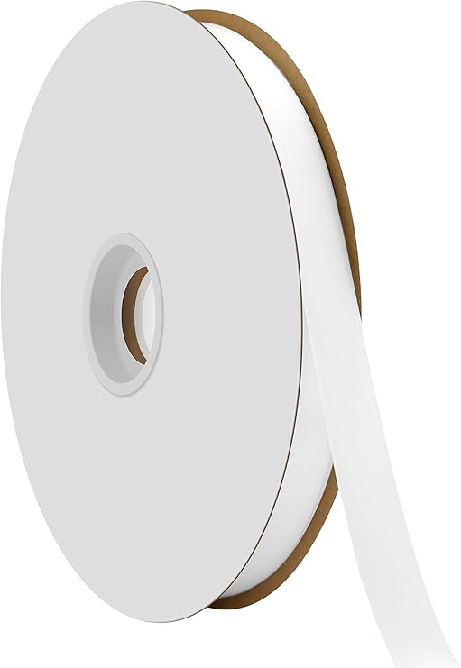 Berwick Offray 5/8" Single Face Satin Ribbon, White, 100 Yds
