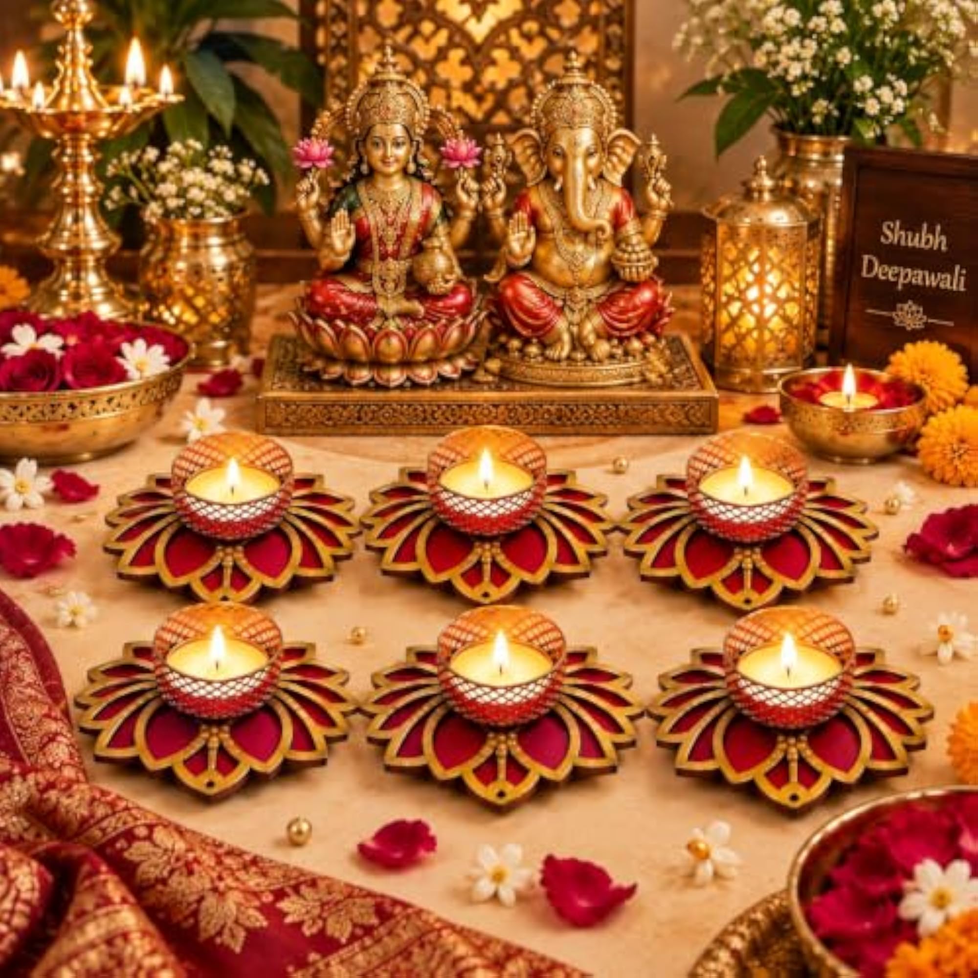 Handmade Tealight Candle Holders for Diwali Decoration