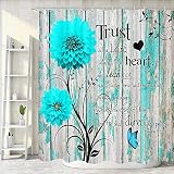 Farmhouse Shower Curtain, Inspirational Bible Verse Scripture Quote Trust in The Lord with All Thine