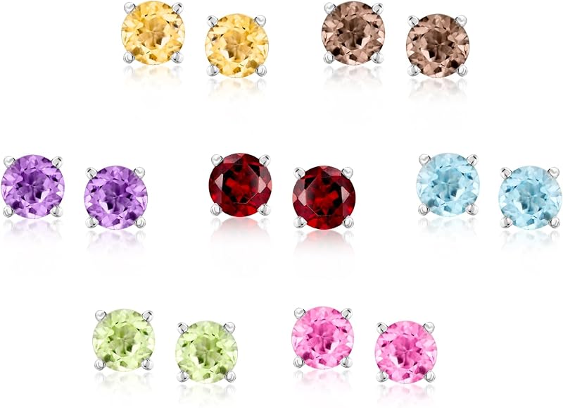 7.00 ct. t.w. Multi-Stone Jewelry Set: 7 Pairs Of Stud Earrings in Sterling Silver