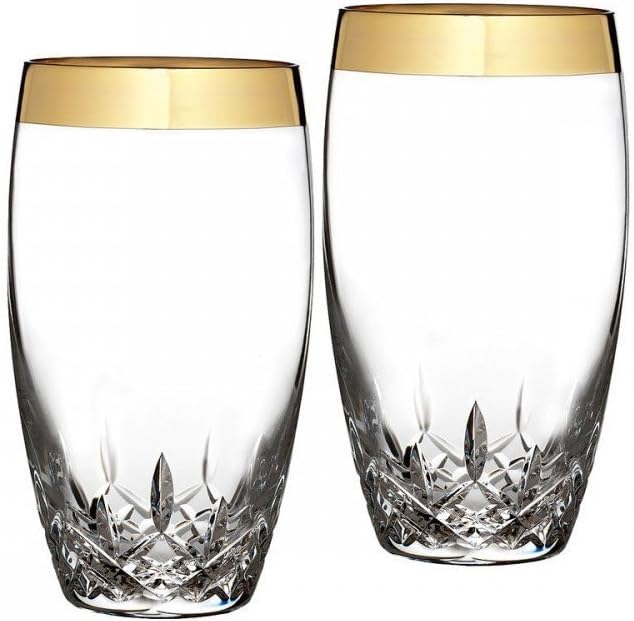 WaterfordLismore Essence Wide Gold Band Highball Glass, Pair