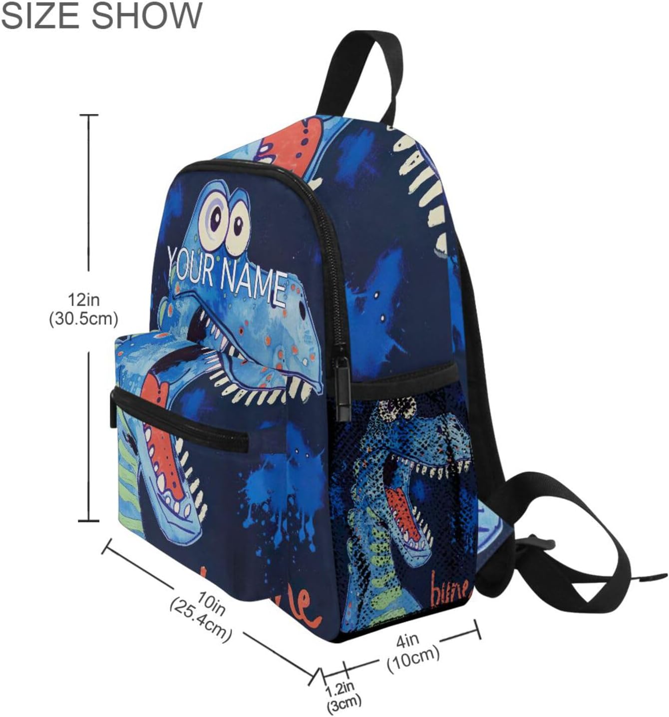 CHIFIGNO Cute Dinosaur Customized Backpack with Name Kids Preschool Backpacks for Boys Travel Bag Schoolbag Bookbag