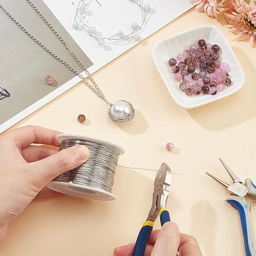 Miniatura 9 de BENECREAT Alambre de cuentas de cola de tigre de 300 pies, 0.018 pulgadas0.018in, alambre de cuerda de 7 hebras para hacer collares y pulseras