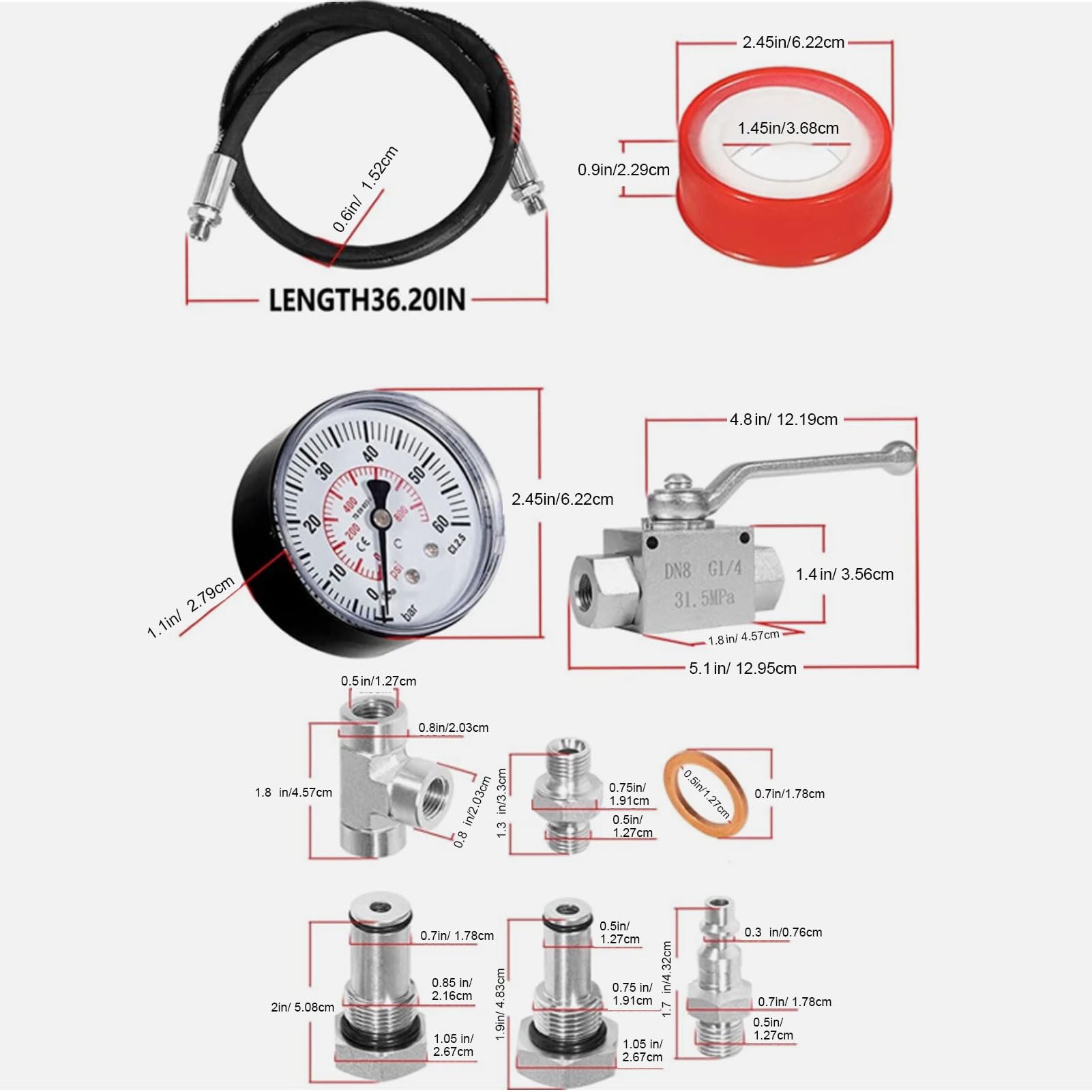 Kit di Strumenti per Test Dell'aria IPR, Strumento Diagnostico del di Olio Ad Alta Pressione per Derv da 6,0 L a 7,3 L, con Raccordi di Precisione per il Rilevame