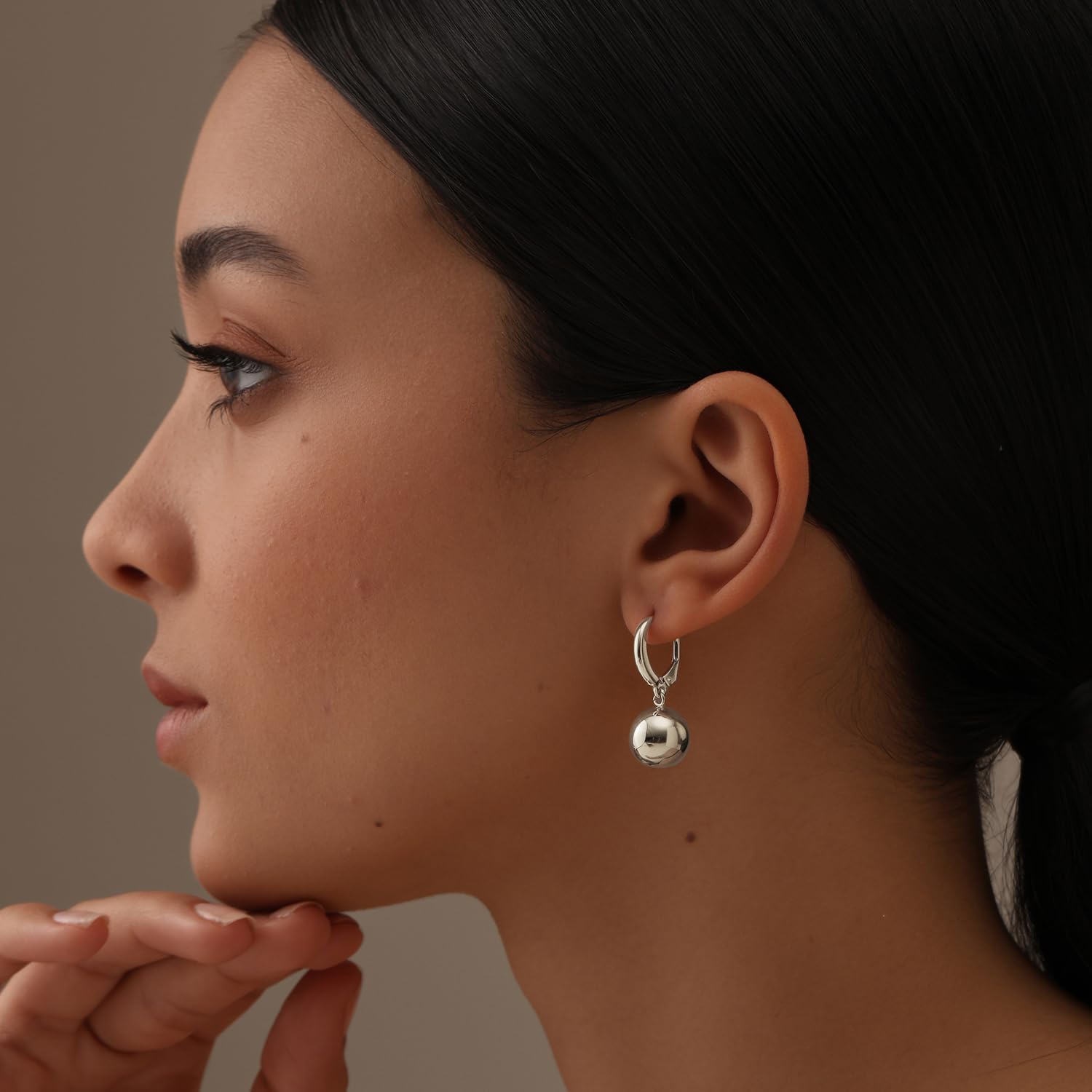 LeCalla Sterling Silver Drop Ball Earrings for Women's Lightweight Classic Leverback Round Bead Ball Drop Dangle Earrings