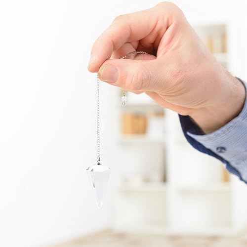 Miniatura 3 de Péndulo de punta de cristal de cuarzo transparente para sanación, radiestesia, equilibrio de energía, chakra, adivinación para meditación 37mm