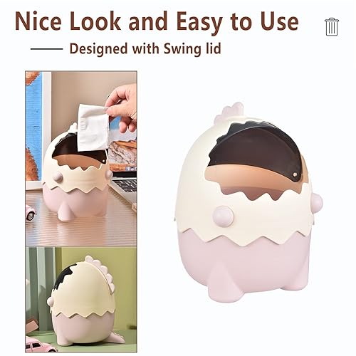 Miniatura 10 de LtyTz Mini bote de basura con tapa, bonitos botes de basura de escritorio de dinosaurios, pequeño bote de basura de plástico para oficina, tocador