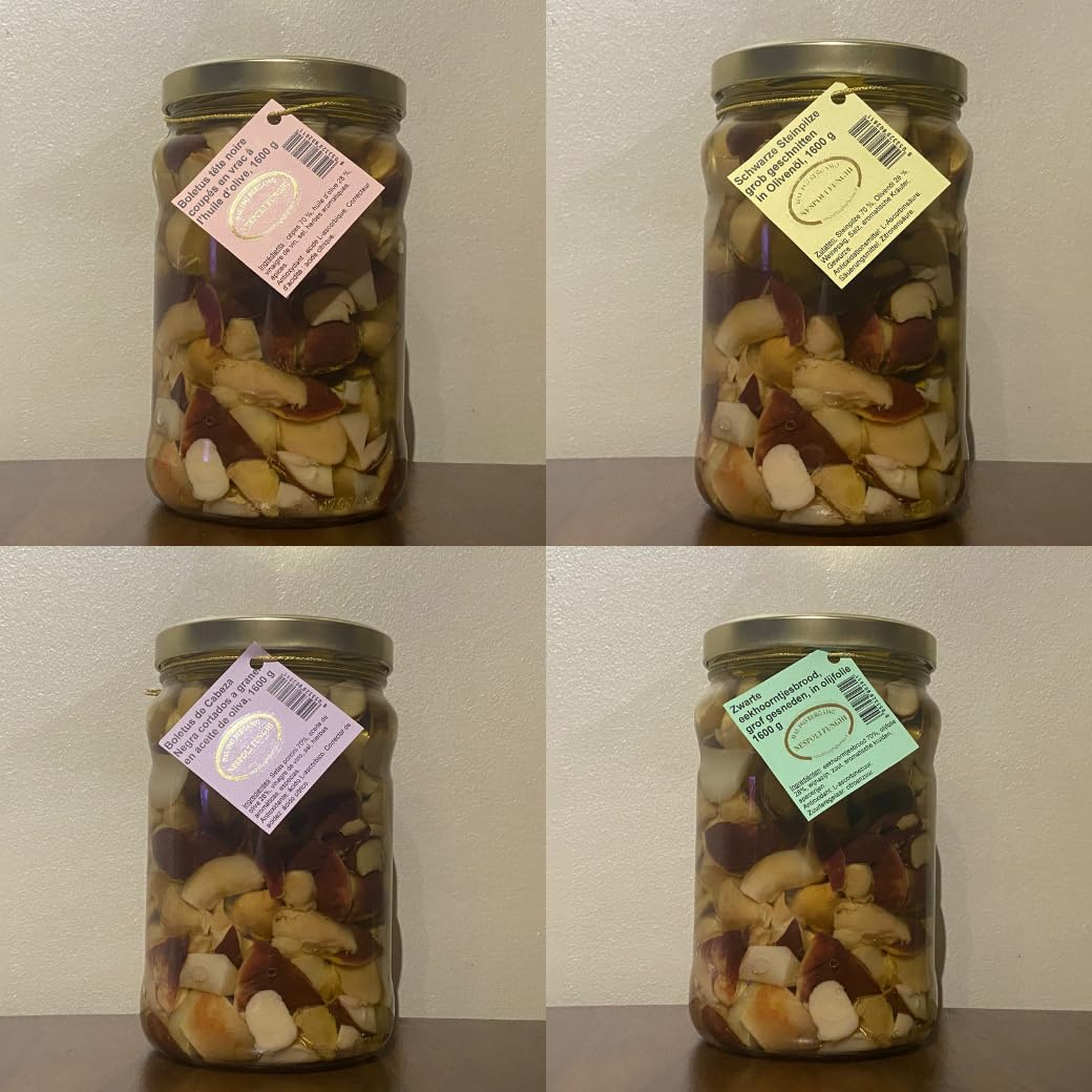 Boletus cabeza negra cortados en aceite de oliva 1,6 kg a granel – formato grande para compartir, ideales para aperitivos, tapas y regalo gastronómico