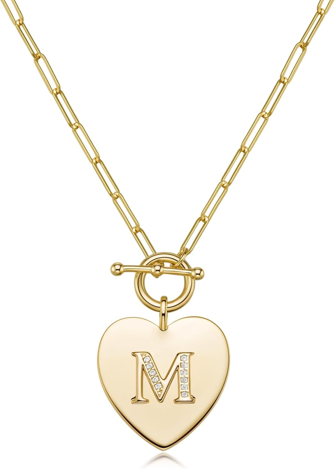 14K Gold Initial Necklace for Women, Dainty Gold Filled Heart Initial Necklace, Valentine's Mother's Day Christmas Jewelry Gifts for Women 22 Inch