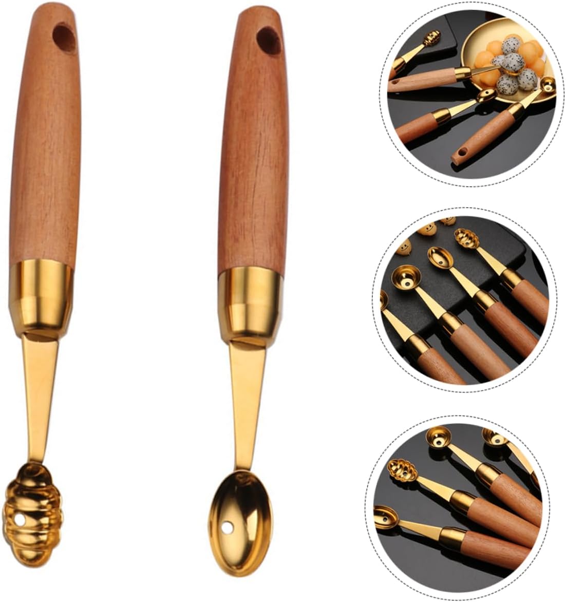 2pcs Stainless Steel Watermelon Scoops Set Fruit Ball Spoon Digging Melon Spoon for Kitchen and Restaurant Use