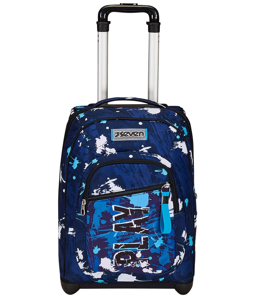 Seven Trolley Fisso Scuola, Blu, 2 in 1, Doppio Uso + Astuccio 3 Scomparti Seven, Blu, Bambino e Ragazzo