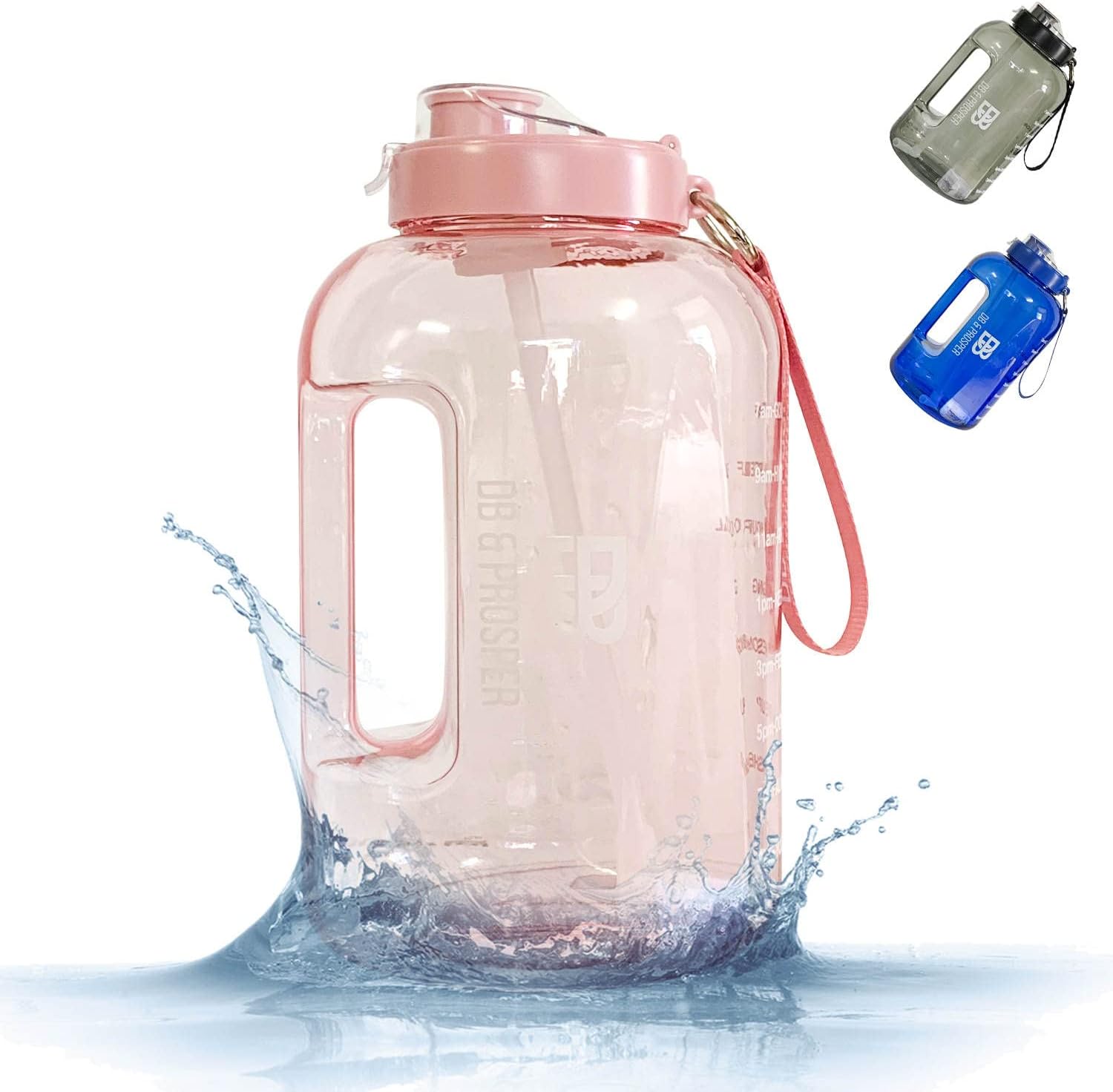DB & PROSPER Large One Gallon Motivational Water Bottle With Time Marker | Bottles | Hydration | Gym | Exercise | Hiking | camping | water jugs | sports accessories | wellness