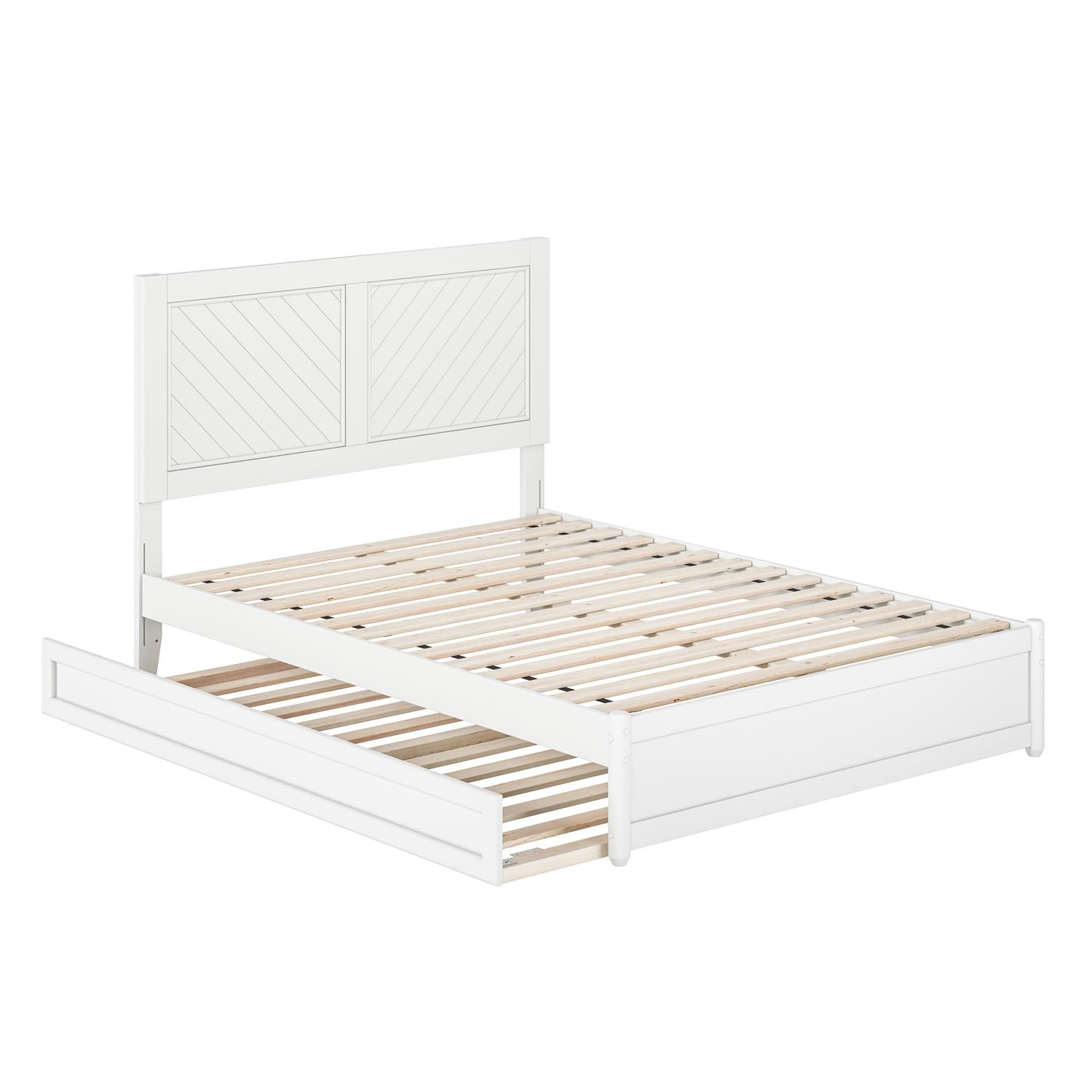 Photo 1 of ***Photo and description for reference only***HomeStock Full Platform Bed with Panel Footboard & Twin Trundle in White