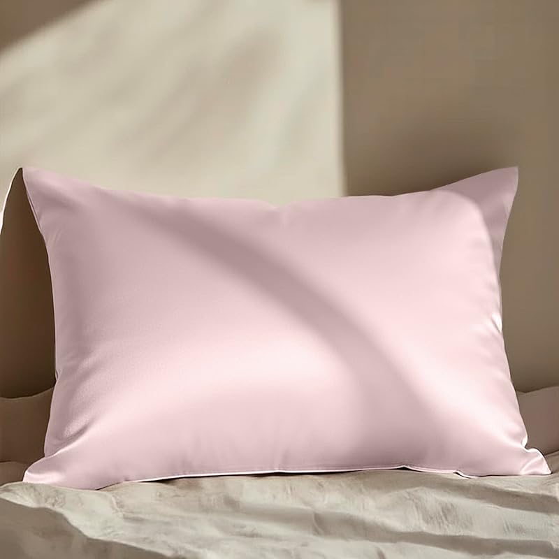 Mellanni Pure Silk Pillowcase Standard Size - Perfect for Hair and Skin | Preventing Wrinkles - Easy Care - Naturally Cooling Silk Pillow Cover with Hidden Zipper (Standard, Pink)