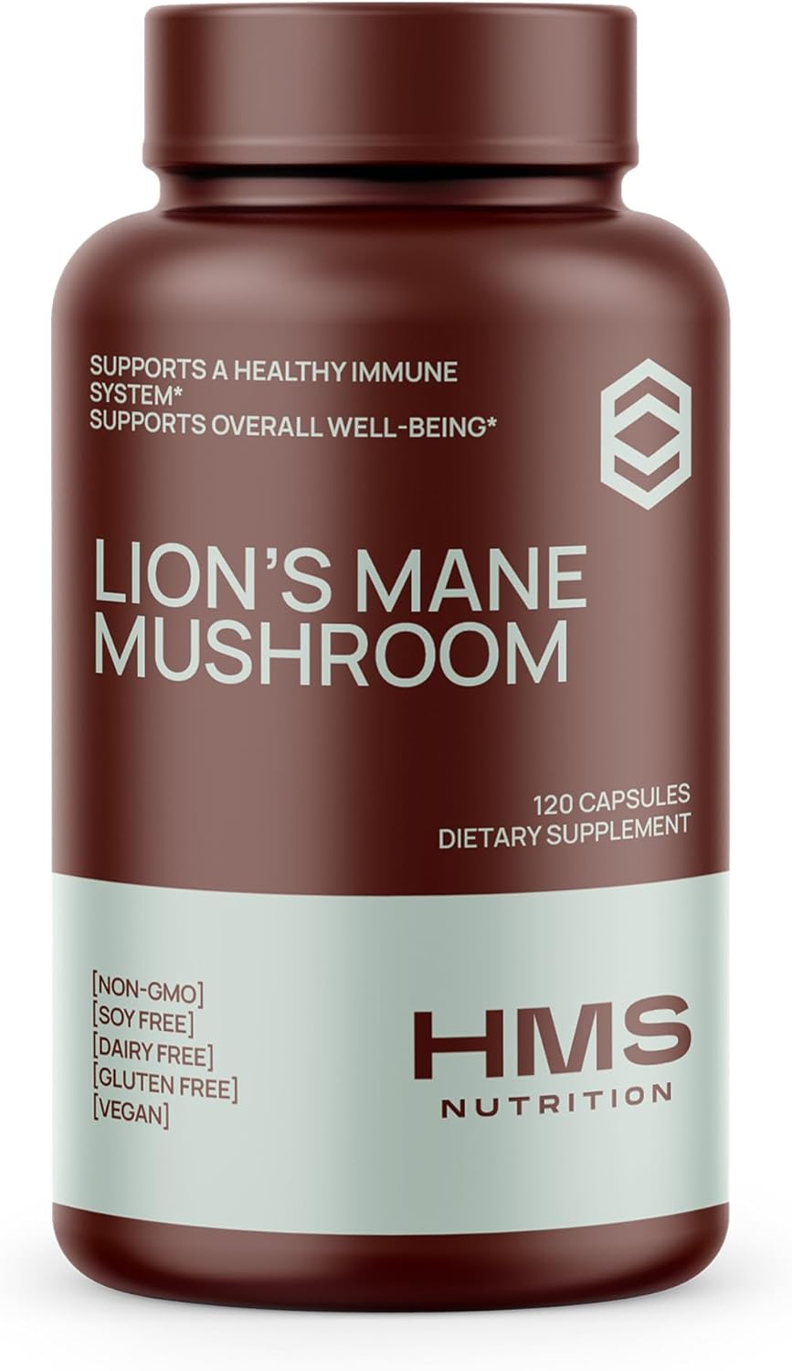 Lions Mane Supplement Capsules, Lions Mane Mushroom for Immune Support, Memory & Focus Supplement, 100mg per Serving, Non-GMO Vegan, 120 Capsules, 2 Month Supply