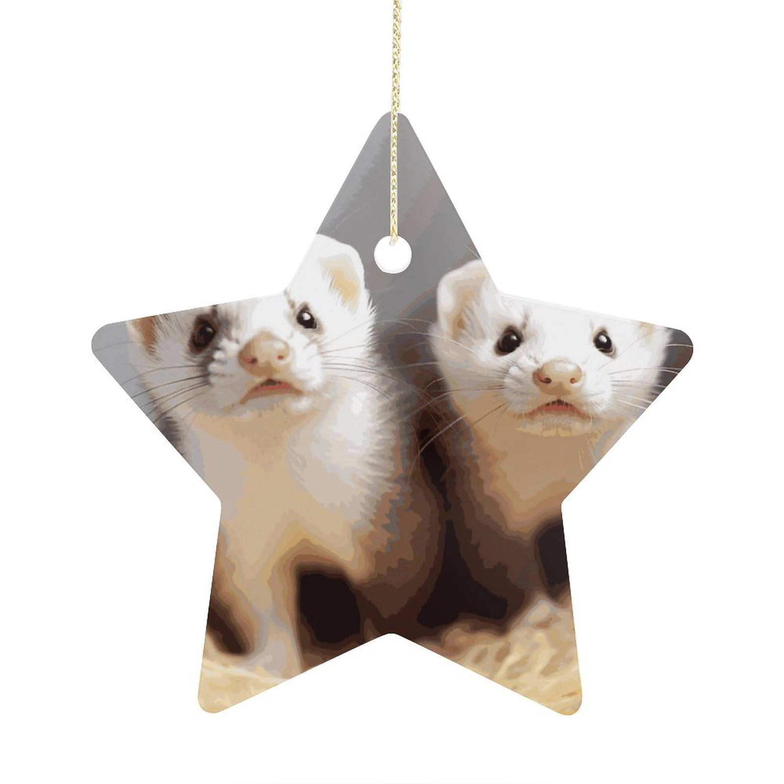 Fodpand Women's Style Ferrets Ornament With String, Keepsake Hanging Decorations,Ceramic Ornaments For Men Indoor Home Holiday Party Gifts