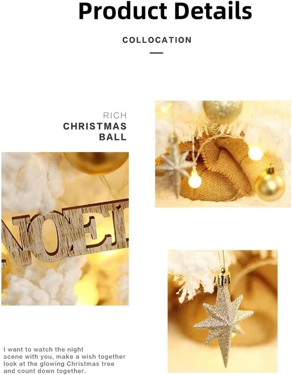 Christmas Decorations Plush Mini Christmas Tree Set LED Desktop 50cm Christmas Tree OrnamentQuick Assembly Suitable for Home, Party Decoration,