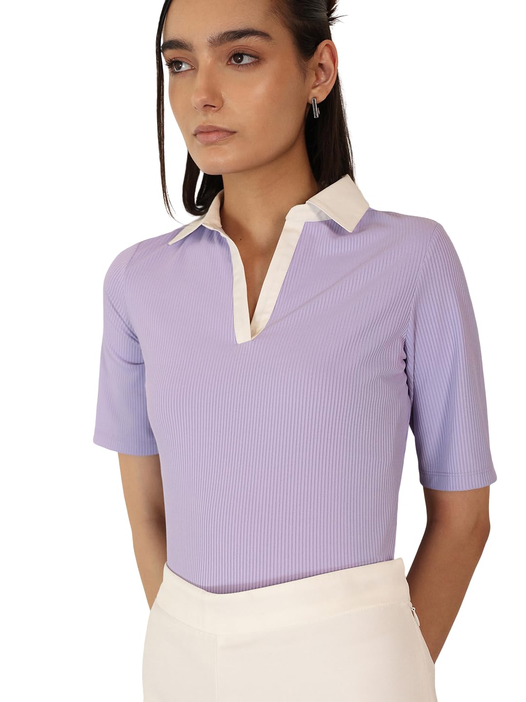fablestreet Women Polo T-Shirt Casual & Workwear | Relaxed Fit Polo Neck Short Sleeve Solid Pattern | Soft Jersey Knit Breathable Fabric Travel-picture-12