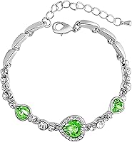 Vista 1 de Pulsera de cristal de corazón de amor pulsera de moda para mujer accesorios para niñas paquete de aretes verde talla única