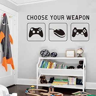 ANFRJJI Game Controller Wall Sticker Game Wall Stickers Choose Your Weapon with Removable PVC Gaming Room Decor with Gamepad Image Effect 9