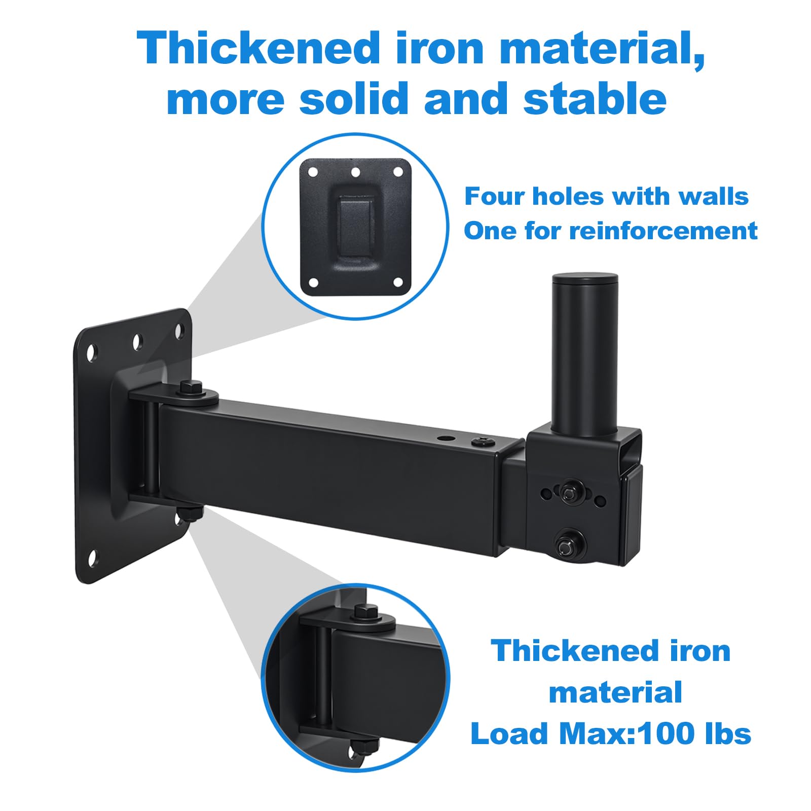 Soporte de Pared Resistente para Altavoz, inclinable y Giratorio Ajustable para Altavoces PA de Audio Profesional, soporta hasta 100 Libras HD-329 (2 Paquetes, Negro)