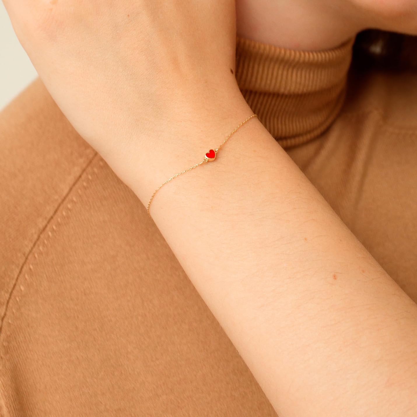 Gelin Red Heart Bracelet 10K Solid Gold