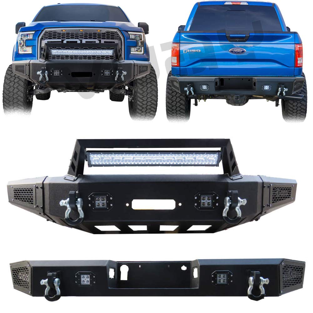 Front Bumper Lower Grille & License Plate Bracket For 2015-2017 Ford F-150 – Black Plastic