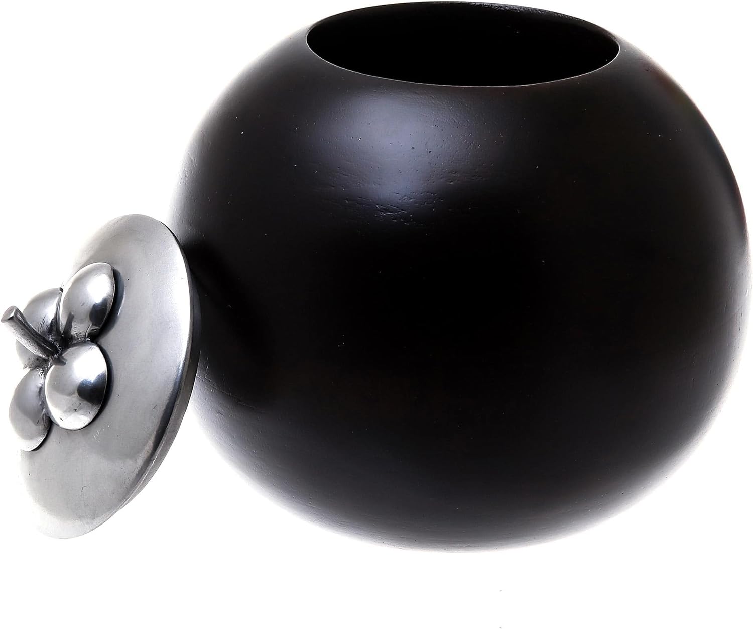 NOVICA Artisan Handmade Wood Pewter Decorative Jar Fruitshaped 4 in. Brown Thailand Accessories Jars Bottles Veggies [3.7in H x 3.9in Diam.] ' The Mangosteen' 4 Inch