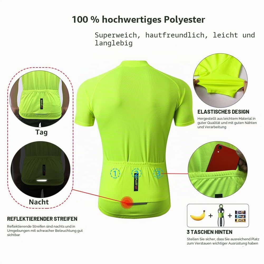 FEIXIANG Herren Fahrradtrikot, Kurzarm Radtrikot Fahrrad Trikot Fahrradbekleidung für Männer, Atmungsaktive Cycling Jersey Radsport Bekleidung