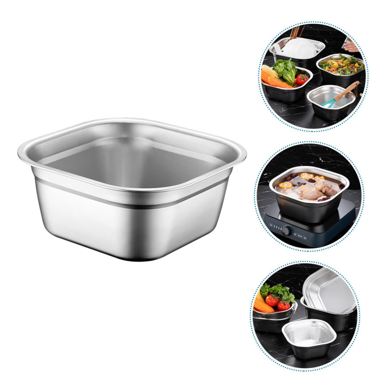 21 cm Edelstahl-Rührschüssel – stapelbare quadratische Schüssel für Teig Eier & Familienkochen – langlebig, vielseitig, Küchenzubehör zum Backen und Vorbereiten von Mahlzeiten