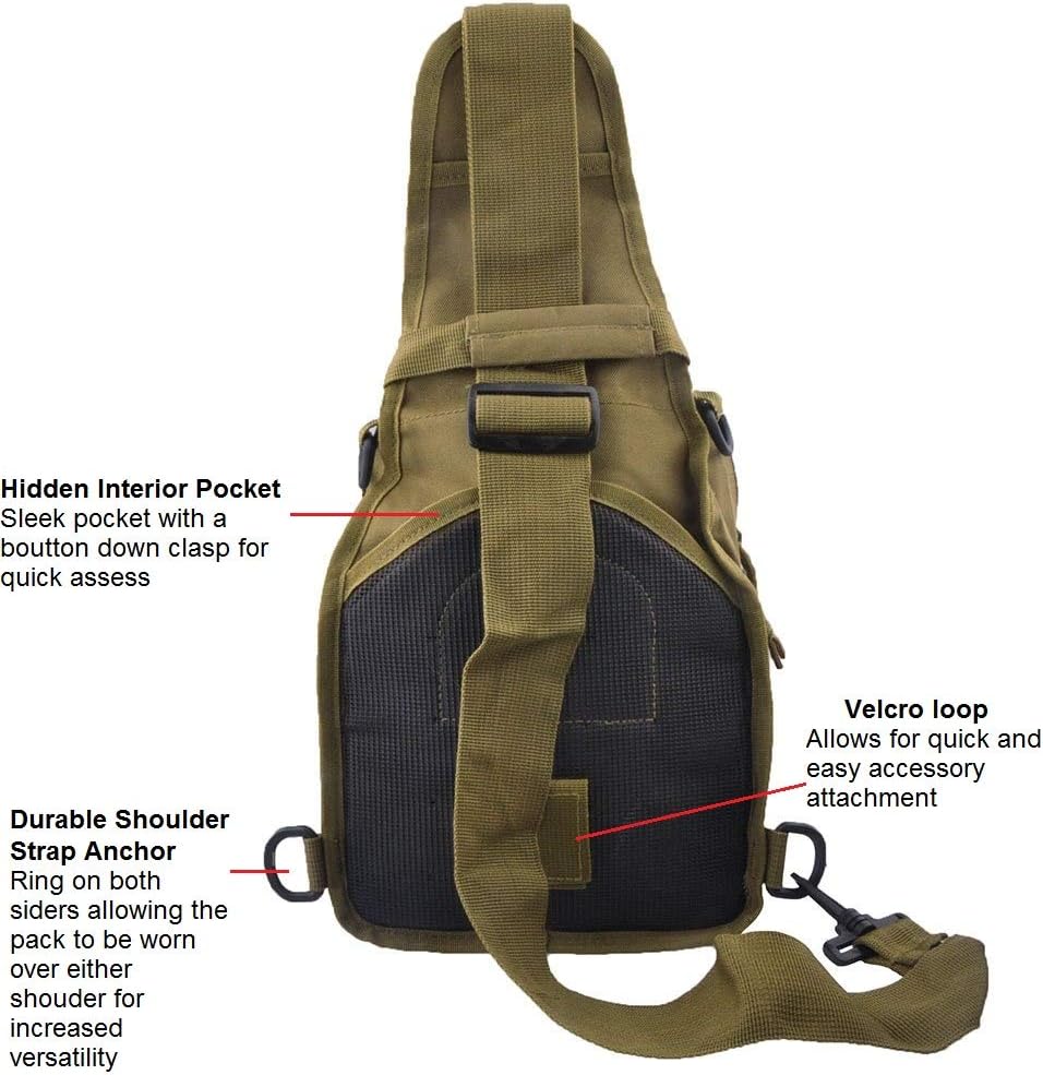 FAMI Outdoor Tactical Bag Backpack, Military Sport Bag Pack Sling Shoulder Backpack Tactical Satchel for Every Day Carry (Tan) - Image 4