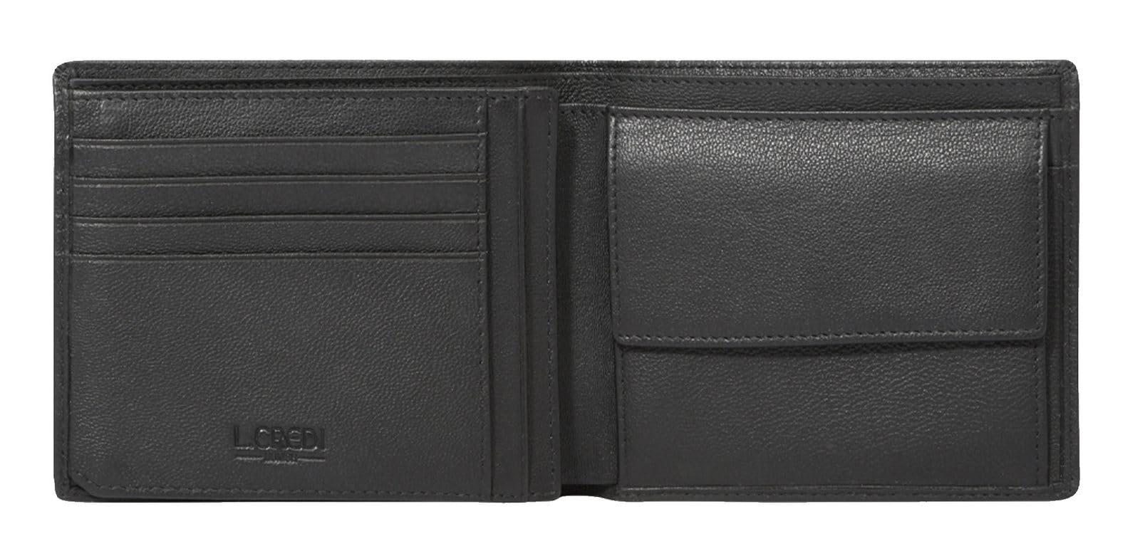 L.Credi Cuero Monedero George Wallet Black Negro