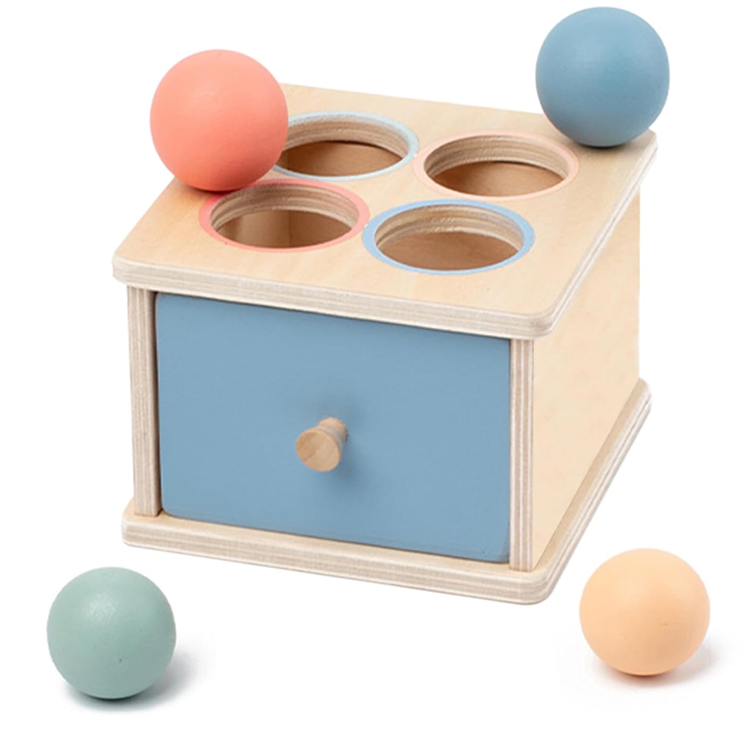 Best shape sorter budget pick: wooden Montessori object permanence box with drawer for 2 to 5 year old toddlers