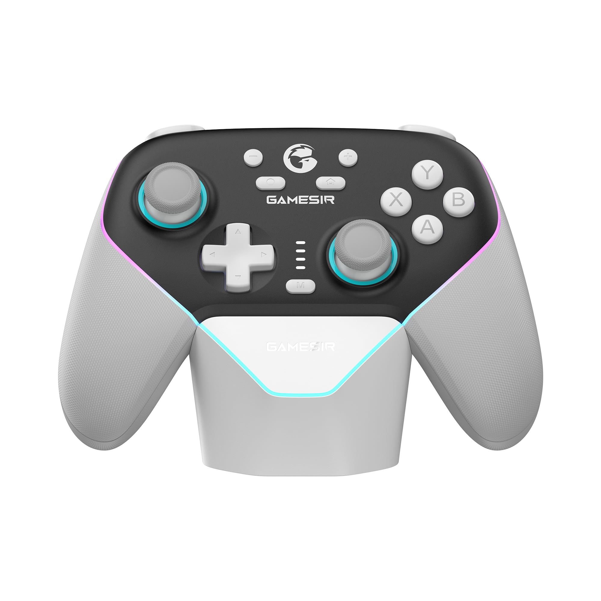 GameSir Super Nova Wireless Gaming Controller for PC/Switch/iOS/Android, Hall Effect Stick & Trigger, RGB Lighting, Swappable ABXY, Detachable Faceplate, 1000mAh with Charging Dock - Black&White”