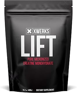 Xwerks Micronized Creatine Monohydrate Powder - 80 Servings - 100% Pure Natural 5000mg Formula Creatine - Highly Soluble Supplements for Power Strength Muscle Growth and Repair - Unflavored - Lift