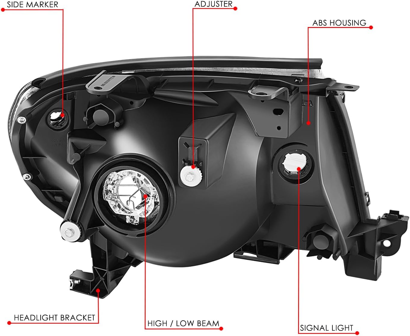 DNA MOTORING Left OE Style Headlight Compatible with 05-11 Tacoma Non Sport Package Models,OEM-HL-0219-L