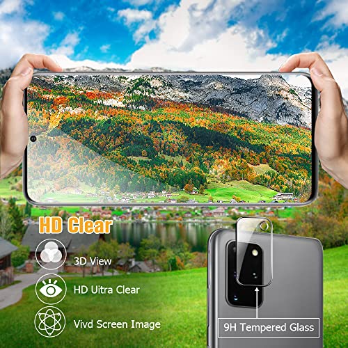 Letang [2 +2 Pack] Galaxy S20 Screen Protector + Camera Lens Protector [9H Hardness][Fingerprint Unlock] [Hd Clear] 3D Full Coverage Tempered Glass Film For Samsung Galaxy S20 5G 6.2 Inch #TOP6