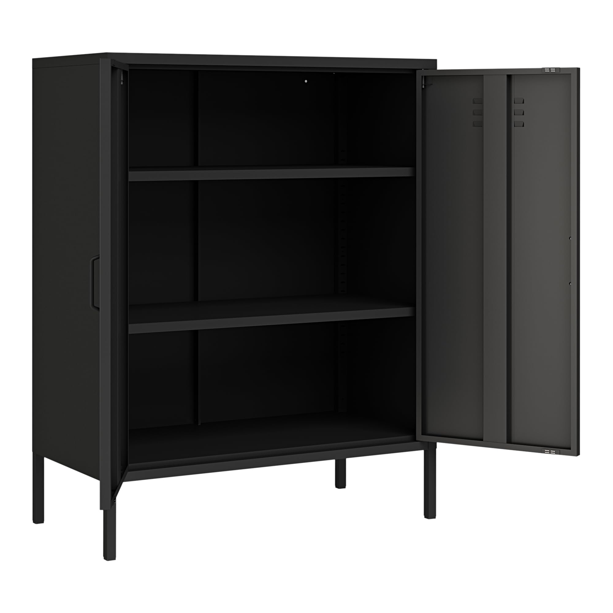 [en.casa] Aktenschrank Pyhäranta Metallschrank mit 2 Türen Büroschrank 102 x 80 x 40 cm Mehrzweckschrank Stahl Schwarz matt